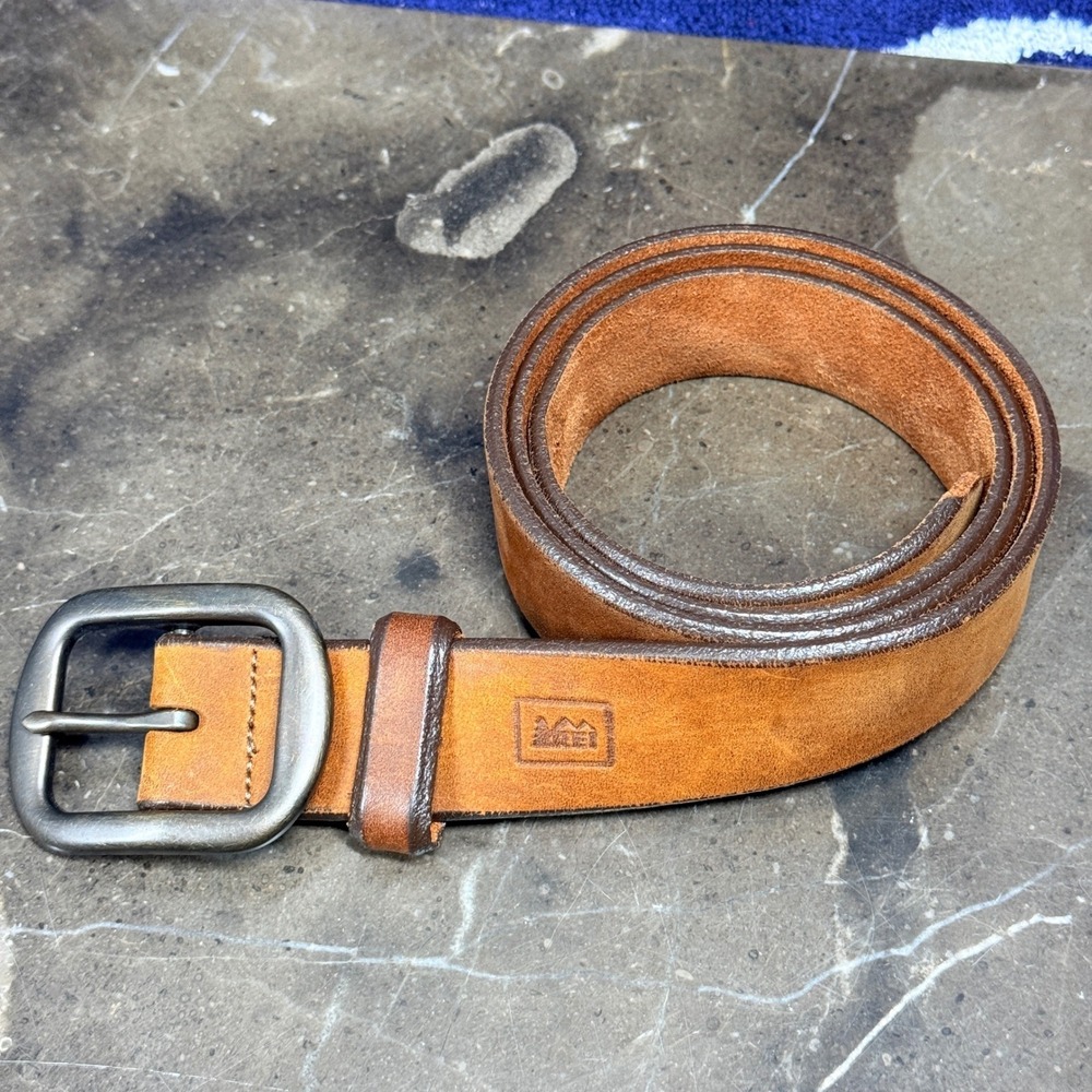 REI Leather Belt Mens 38 Tan Made in USA Rugged Gorpcore 799501